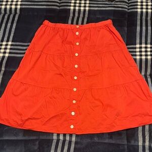 Loft Orange Button-Front Skirt